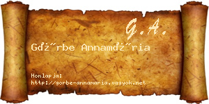 Görbe Annamária névjegykártya